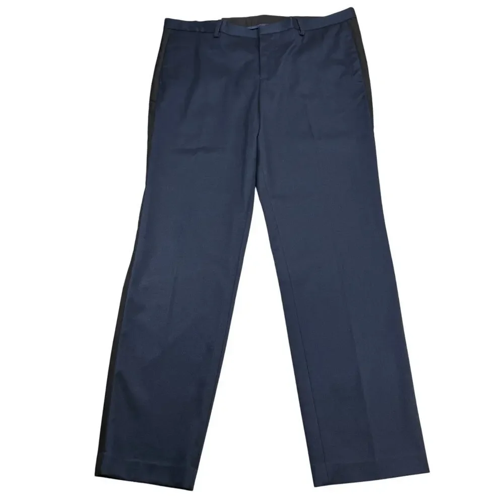 NWT CALVIN KLEIN Slim Fit Men's Navy Pant Size 38 X 32 Black Side Stripe